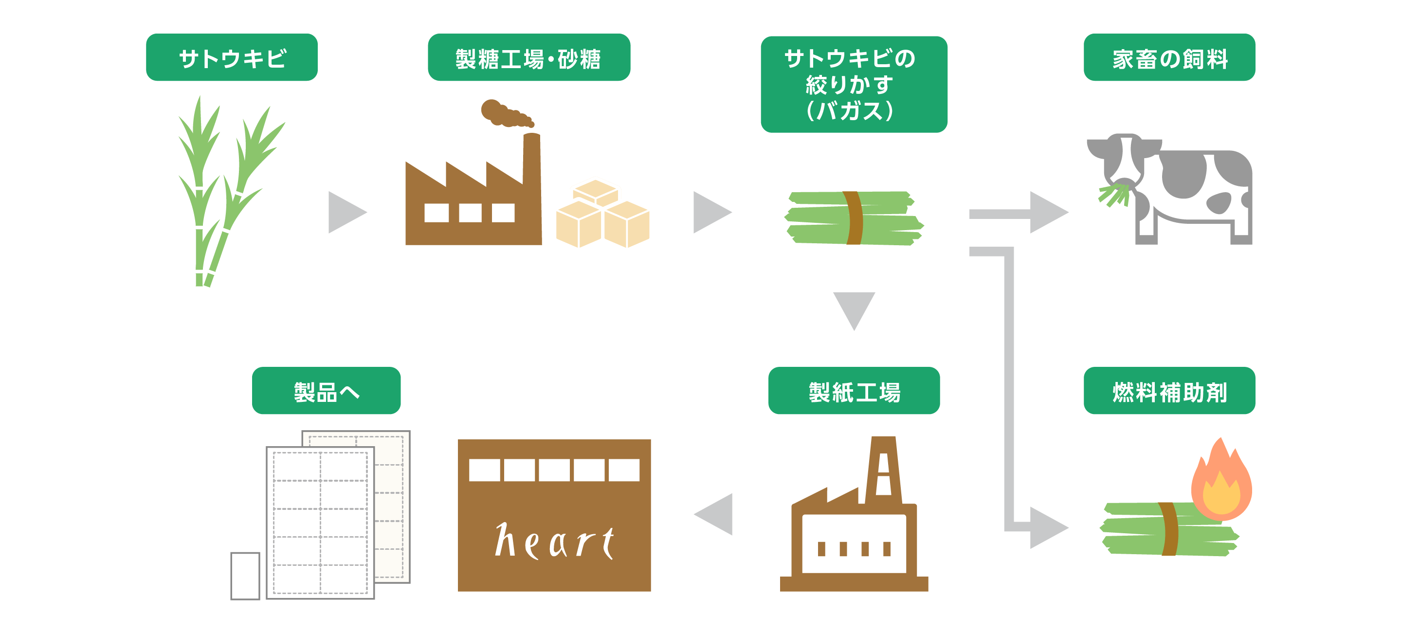 バガスとはの解説画像｜サトウキビ搾汁後の繊維「バガス」を原料とした非木材紙の特徴や製造背景、環境配慮価値をわかりやすく示し企業名刺用紙や封筒用紙などビジネス用途向けサステナブル用紙製品の特性を説明する図解