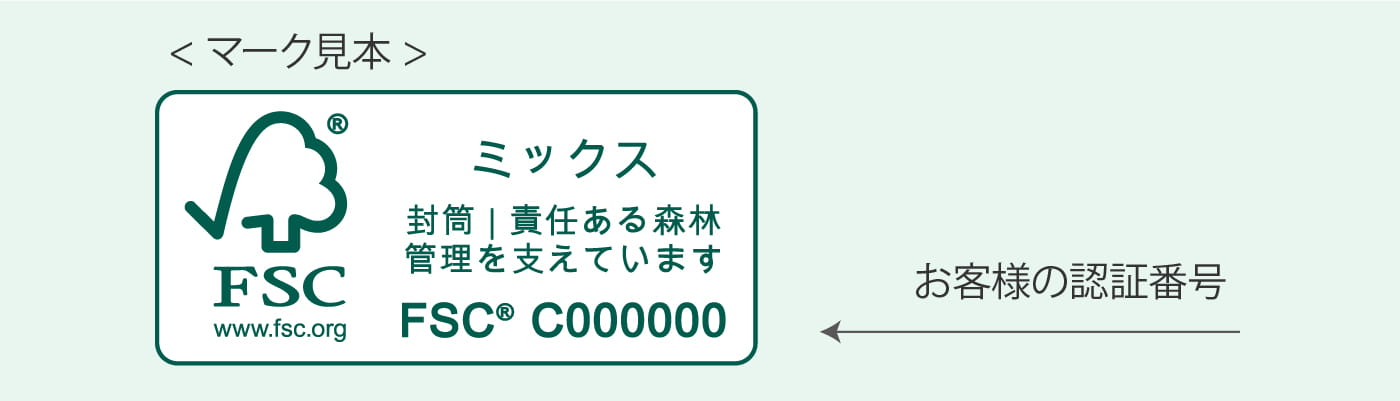 FSC認証マークのイメージイラスト｜森林認証紙の環境配慮と持続可能な森林保全を示すFSC CoC認証ロゴで封筒製造やビジネス文書送付における環境対応製品選択をわかりやすく説明するアイコン